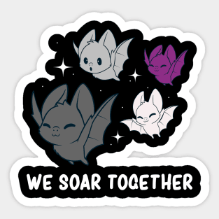 Subtle Asexual Pride Flag Lgbtqia Cute Kawaii Bat Sticker